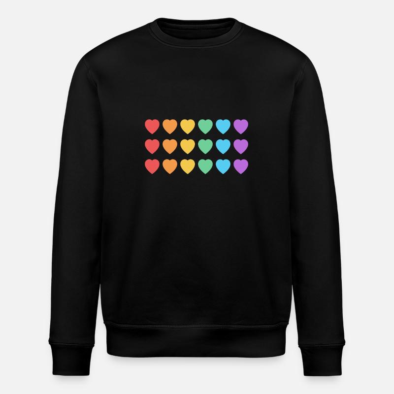 Rainbow Hearts LGBT Pride - Stanley/Stella ROLLER Unisex Organic Sweatshirt - black