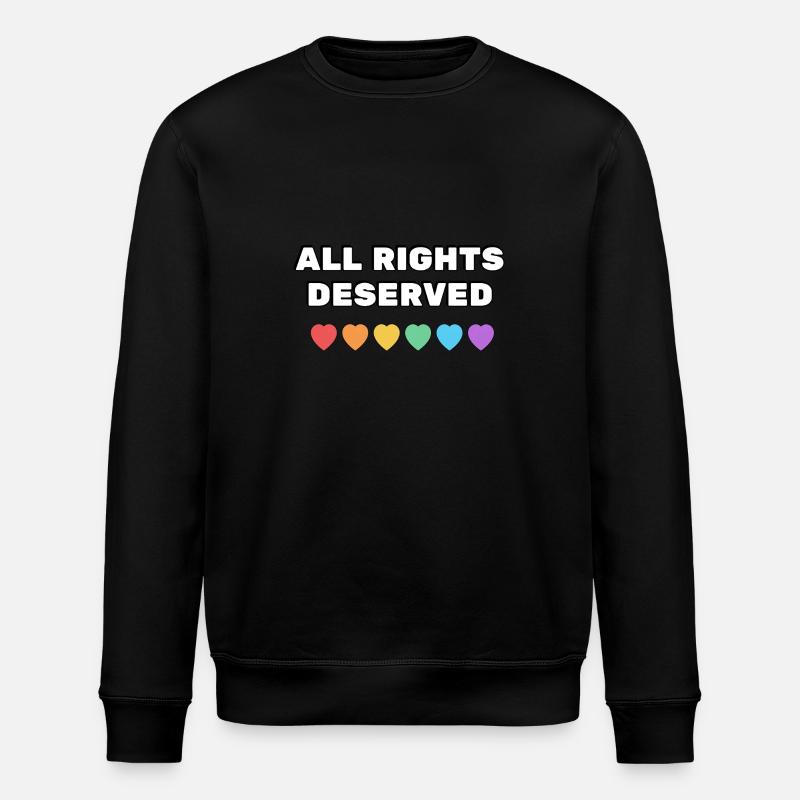 ALL RIGHTS DESERVED Rainbow Hearts - Stanley/Stella ROLLER Unisex Organic Sweatshirt - black