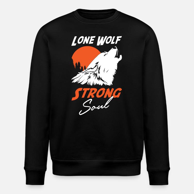 Lone Wolf Strong Soul - Stanley/Stella ROLLER Unisex Organic Sweatshirt - black