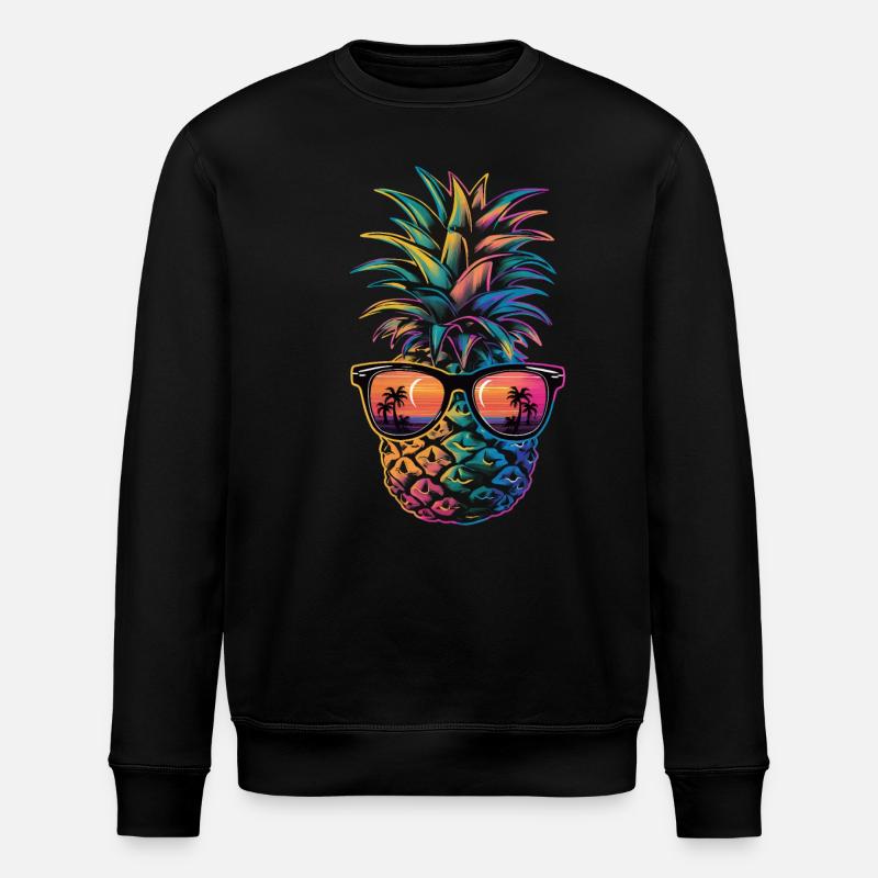 Pineapple tropical hawaiian fruit - Stanley/Stella ROLLER Unisex Organic Sweatshirt - black