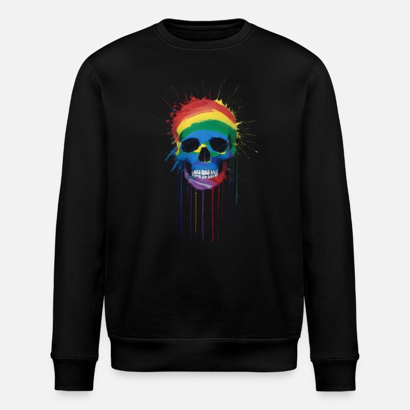 Rainbow Skull - Stanley/Stella ROLLER Unisex Organic Sweatshirt - black