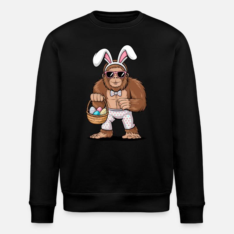 Bigfoot Easter - Stanley/Stella ROLLER Unisex Organic Sweatshirt - black