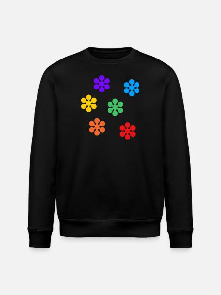 Rainbow Flowers subtle gay pride - Stanley/Stella ROLLER Unisex Organic Sweatshirt - black