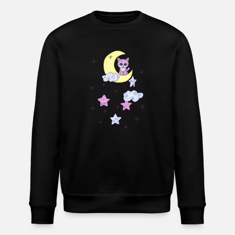 Fuchs im Mond - Stanley/Stella Unisex Bio-Sweatshirt ROLLER - Schwarz
