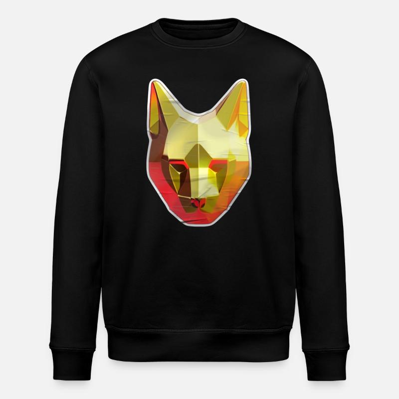 Cat Polygon in Gold - Stanley/Stella ROLLER Unisex Organic Sweatshirt - black