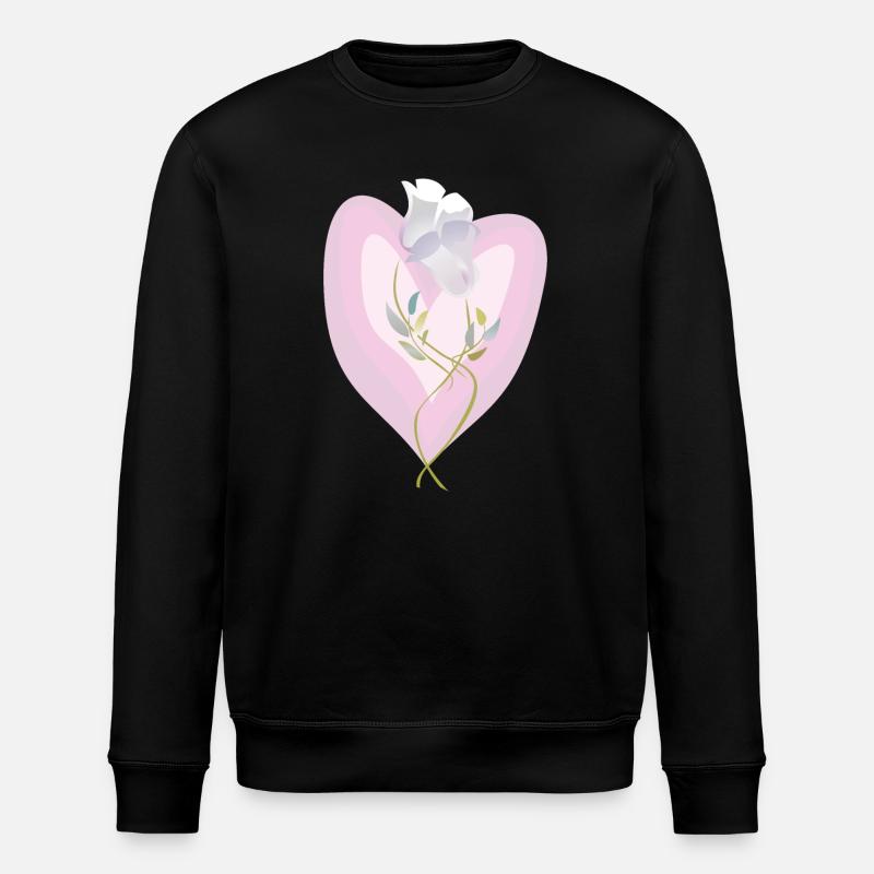 Sanfte weiße Tulpe Herz Illustration - Stanley/Stella Unisex Bio-Sweatshirt ROLLER - Schwarz