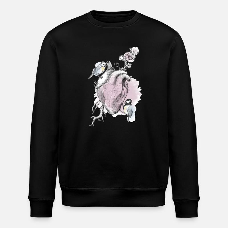 and heart - Stanley/Stella ROLLER Unisex Organic Sweatshirt - black