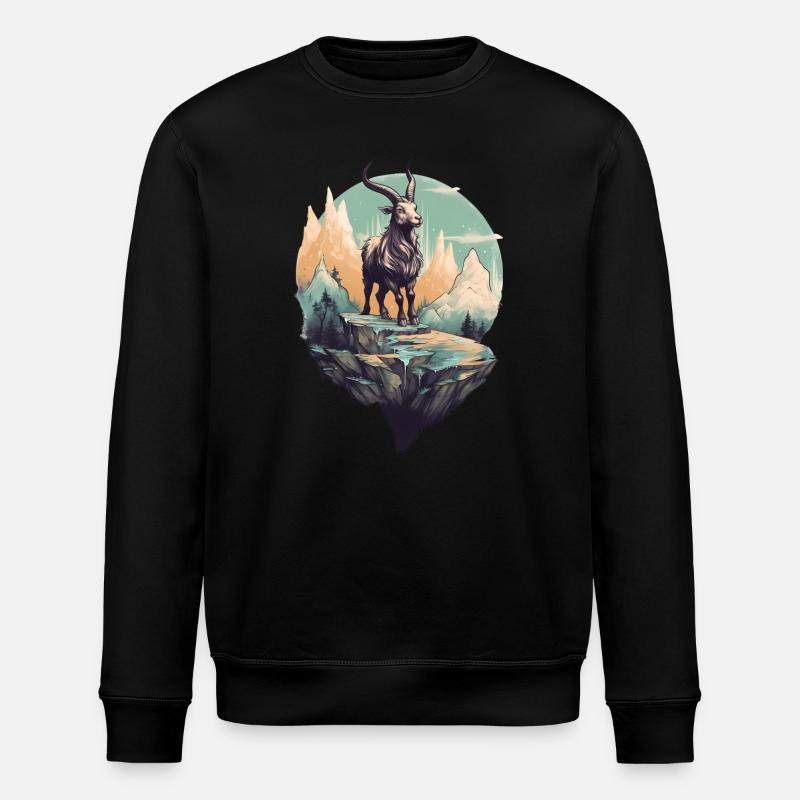 Mythical mountain goat on Flyerfelsen - Stanley/Stella ROLLER Unisex Organic Sweatshirt - black