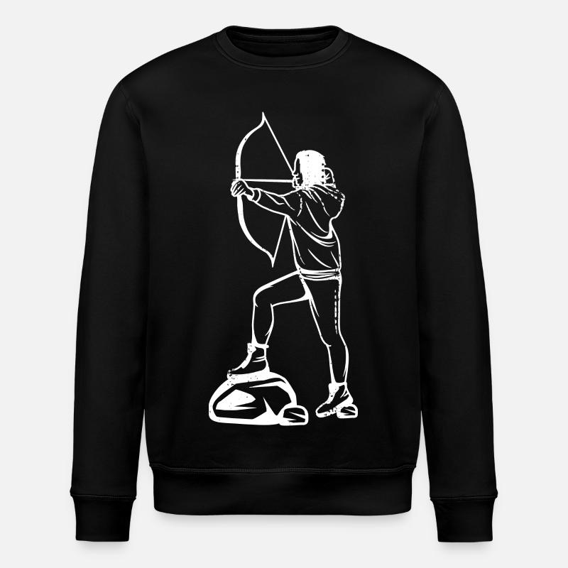 Bogenschießen Mädchen Zeichnung - Stanley/Stella Unisex Bio-Sweatshirt ROLLER - Schwarz