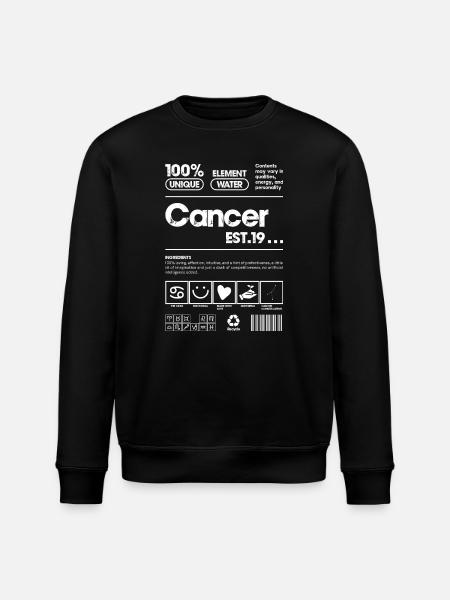 Cancer Water Zodiac Emblem - Stanley/Stella ROLLER Unisex Organic Sweatshirt - black