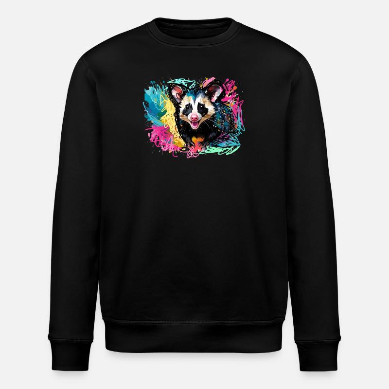 Opossum, ilustration,Beutelratte, bunt, Graffiti - Stanley/Stella Unisex Bio-Sweatshirt ROLLER - Schwarz
