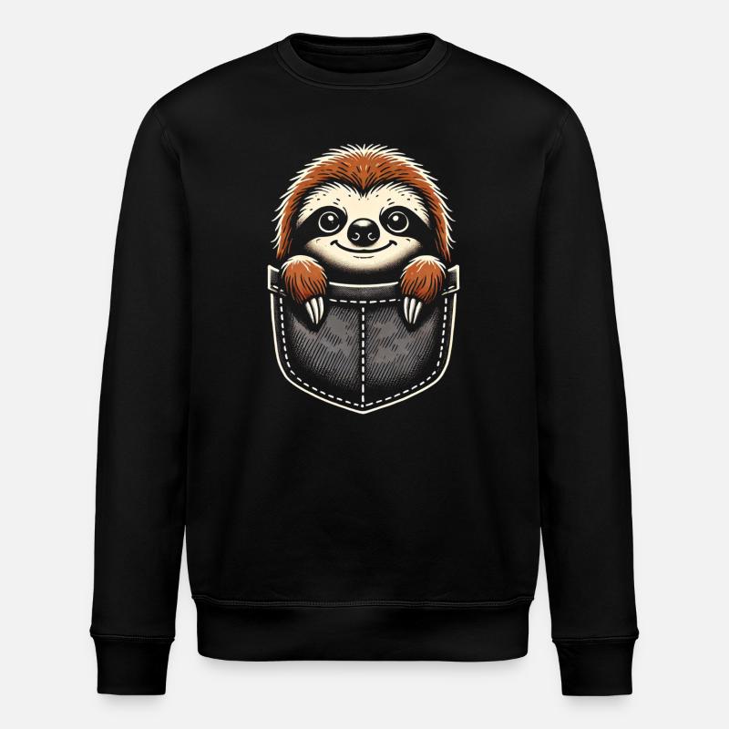 Lazy Sloth Lover, Sloths, Sloth - Stanley/Stella ROLLER Unisex Organic Sweatshirt - black