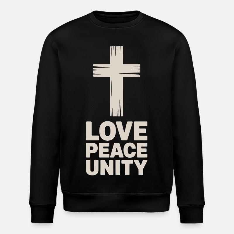 Amour Paix Unité Croix Chrétienne - Sweat bio ROLLER Stanley/Stella Unisexe - noir