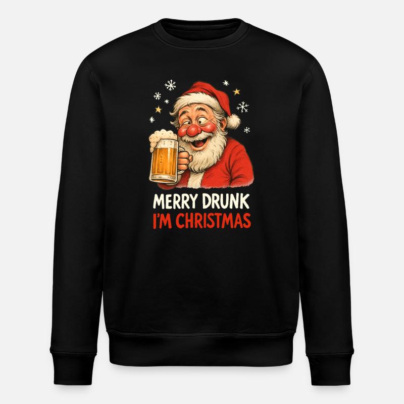 Weihnachtsmann Bier betrunken lustig Biertrinker - Stanley/Stella Unisex Bio-Sweatshirt ROLLER - Schwarz