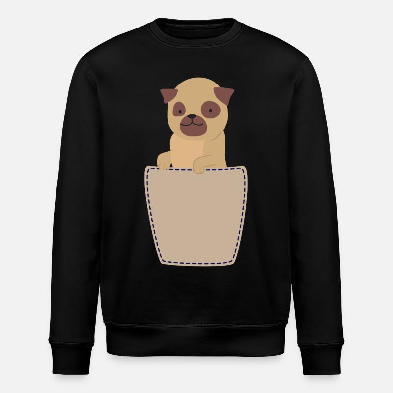 Brusttasche mit Mops - Stanley/Stella Unisex Bio-Sweatshirt ROLLER - Schwarz