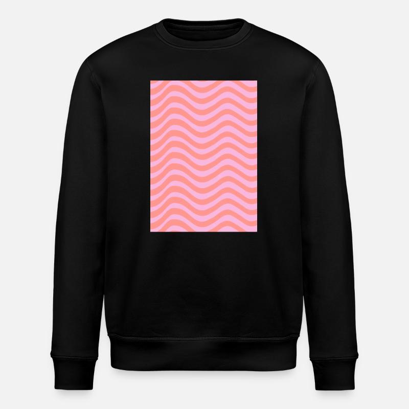 Motif de vagues rayées - Rose personnalisable - Sweat bio ROLLER Stanley/Stella Unisexe - noir
