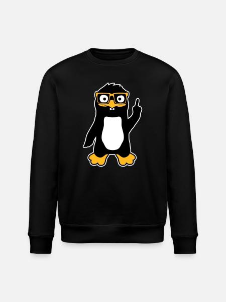 Pingvin Nørd briller Pegefinger selvtilfreds Lus - Stanley/Stella økologisk unisex-sweatshirt ROLLER - sort