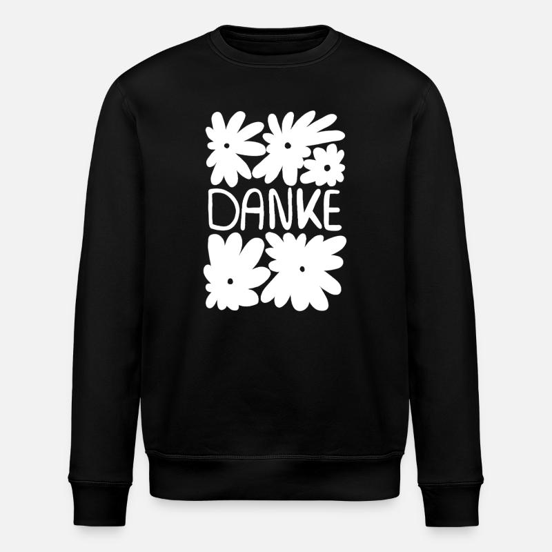 Danke - weiße Blumen - Stanley/Stella Unisex Bio-Sweatshirt ROLLER - Schwarz