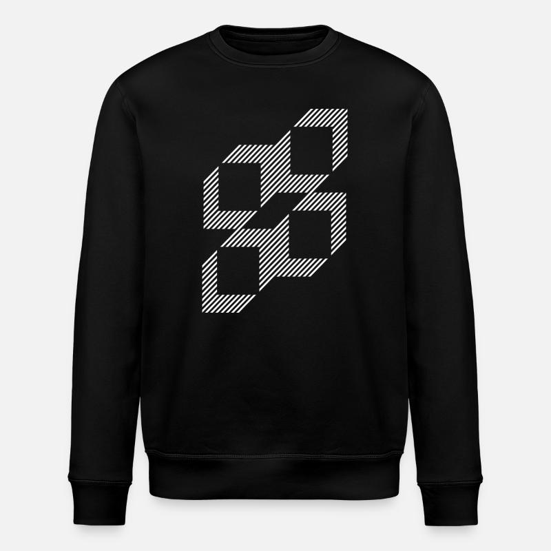 Geometric Stripe Squares Grid - Stanley/Stella ROLLER Unisex Organic Sweatshirt - black