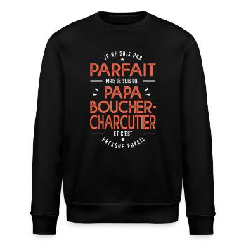je suis un papa boucher charcutier cadeau humour - Sweat bio ROLLER Stanley/Stella Unisexe - noir - Devant - Nik (191cm)
