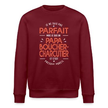 je suis un papa boucher charcutier cadeau humour - Sweat bio ROLLER Stanley/Stella Unisexe - bordeaux - Devant - Nik (191cm)