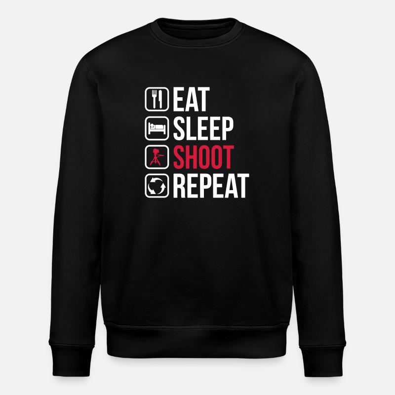 Eat Sleep Shoot Repeat - Stanley/Stella ROLLER Unisex Organic Sweatshirt - black