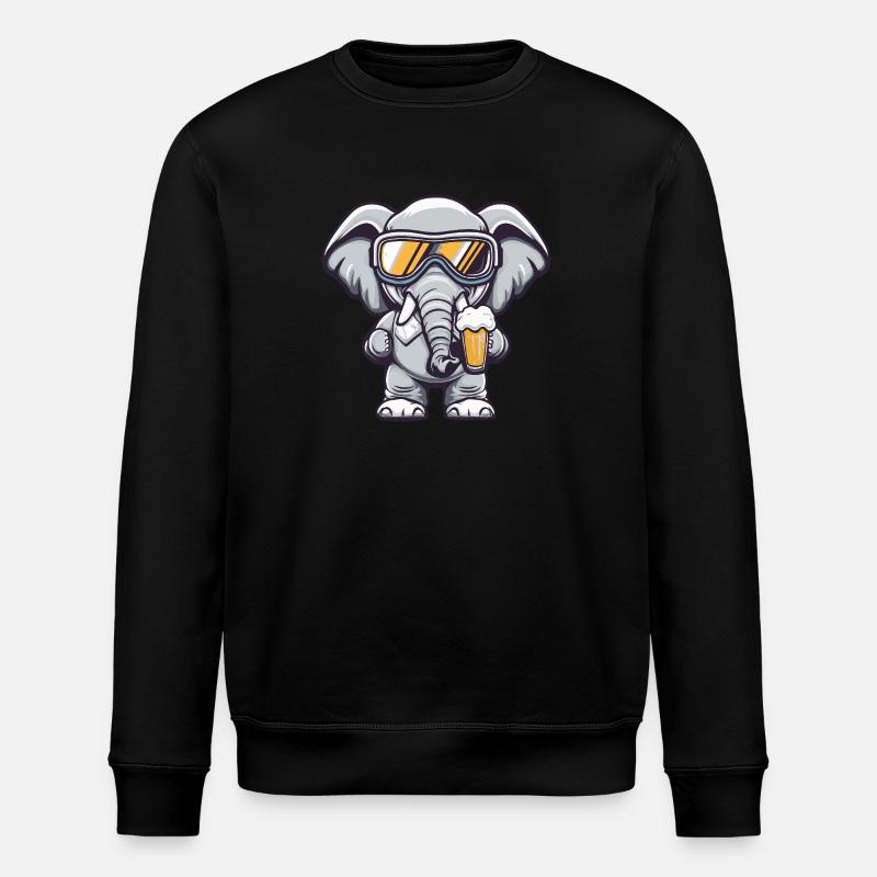 Elefant Apres Ski Bier Comic - Stanley/Stella Unisex Bio-Sweatshirt ROLLER - Schwarz