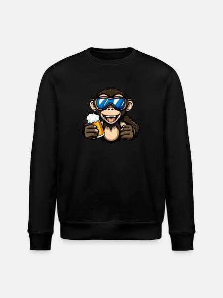 Monkey après-ski beer - Stanley/Stella ROLLER Unisex Organic Sweatshirt - black