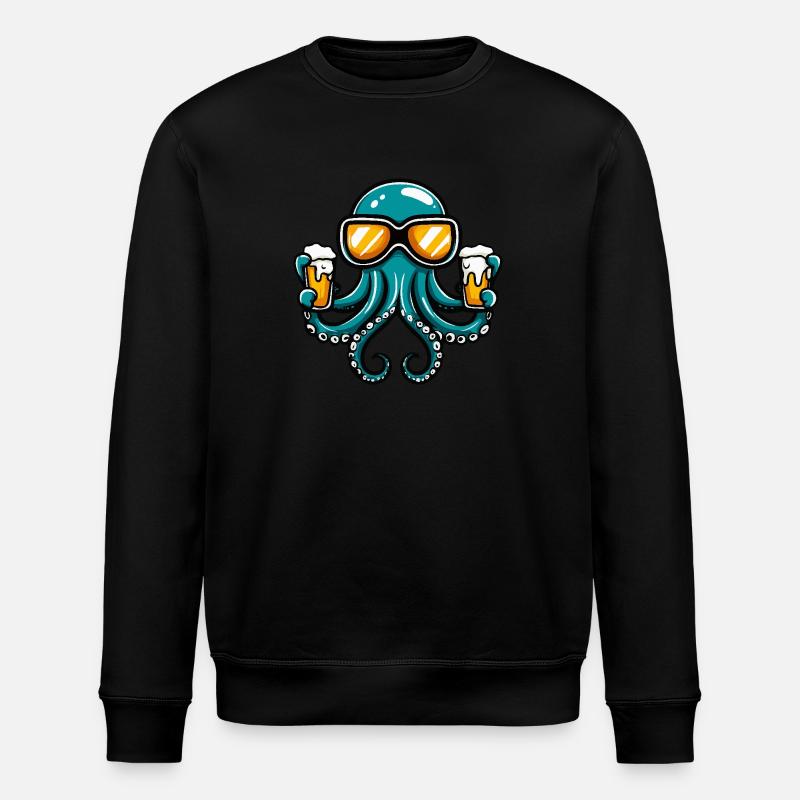 Octopus après-ski beer - Stanley/Stella ROLLER Unisex Organic Sweatshirt - black
