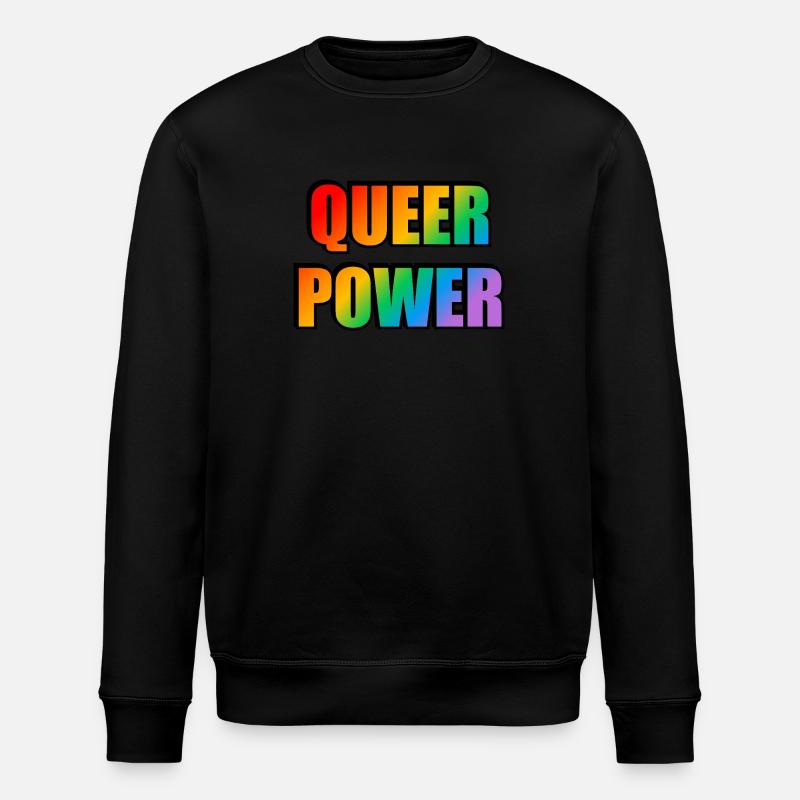 Queer Power Rainbow Text - Stanley/Stella ROLLER Unisex Organic Sweatshirt - black