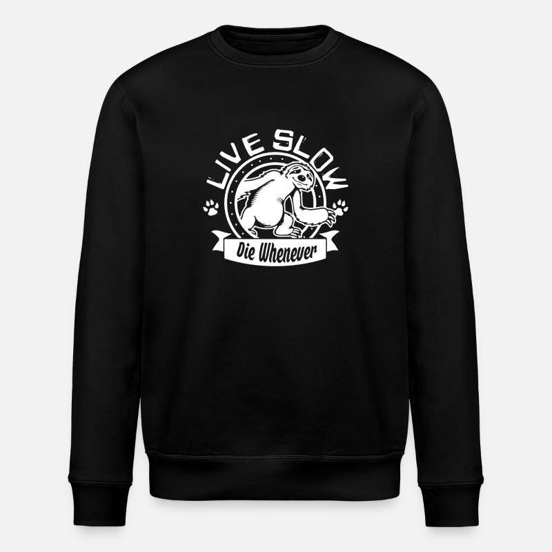 Sloth Live Slow - Stanley/Stella ROLLER Unisex Organic Sweatshirt - black