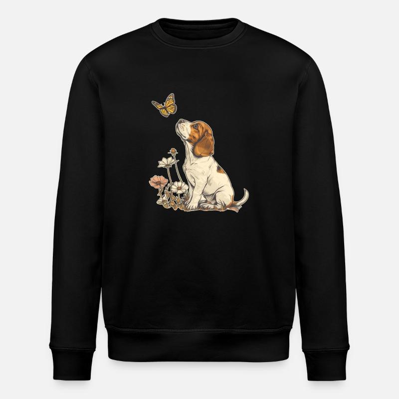 Beagle and Butterfly - Stanley/Stella ROLLER Unisex Organic Sweatshirt - black