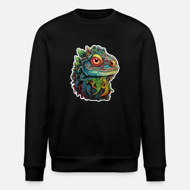 Lizard head in the jungle - Stanley/Stella ROLLER Unisex Organic Sweatshirt - black