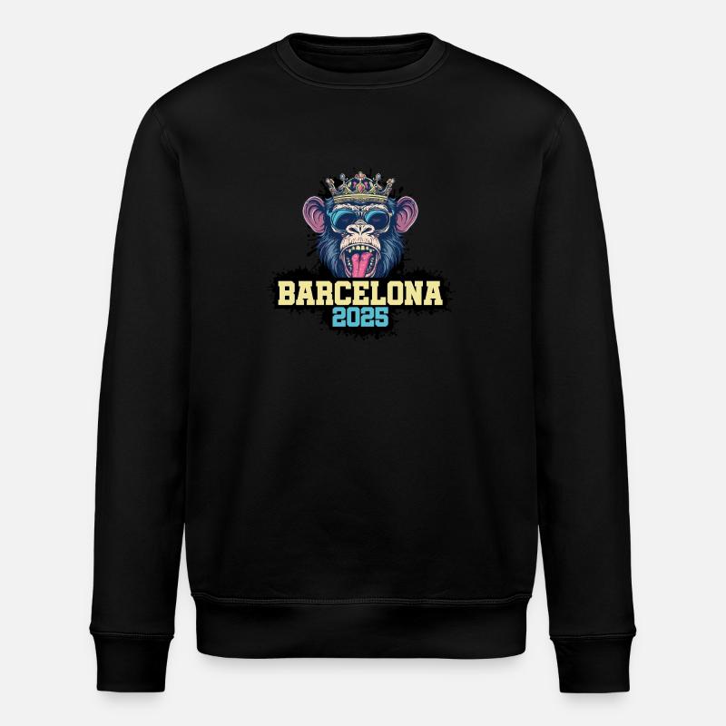 Barcelona 2025 Affe - Stanley/Stella Unisex Bio-Sweatshirt ROLLER - Schwarz
