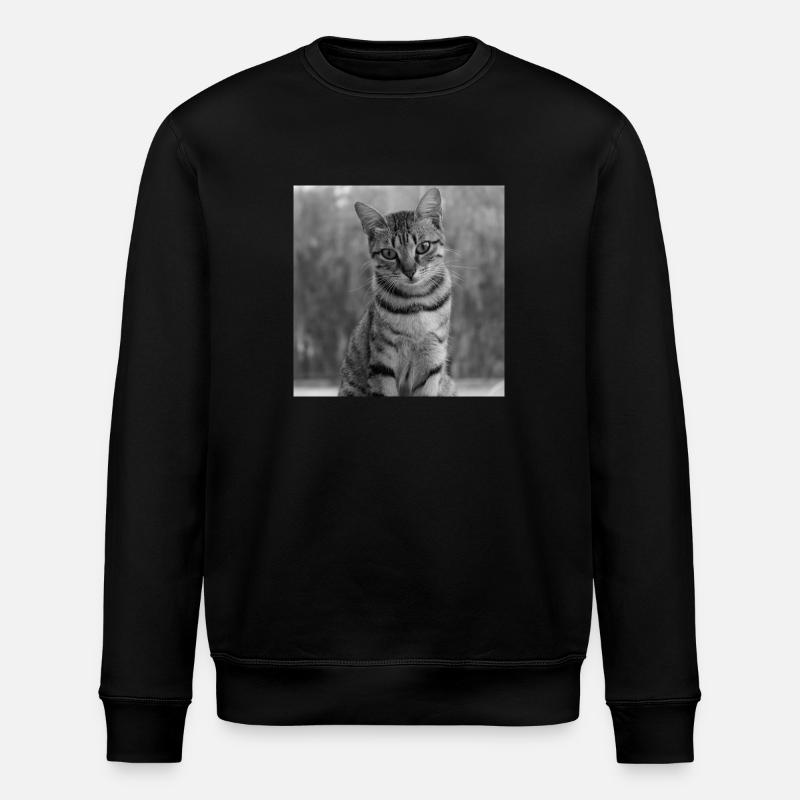 black and white cat - Stanley/Stella ROLLER Unisex Organic Sweatshirt - black