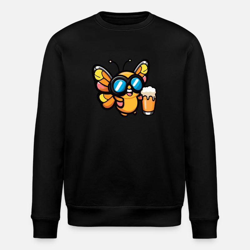 Butterfly Après Ski Beer Comic - Stanley/Stella ROLLER Unisex Organic Sweatshirt - black