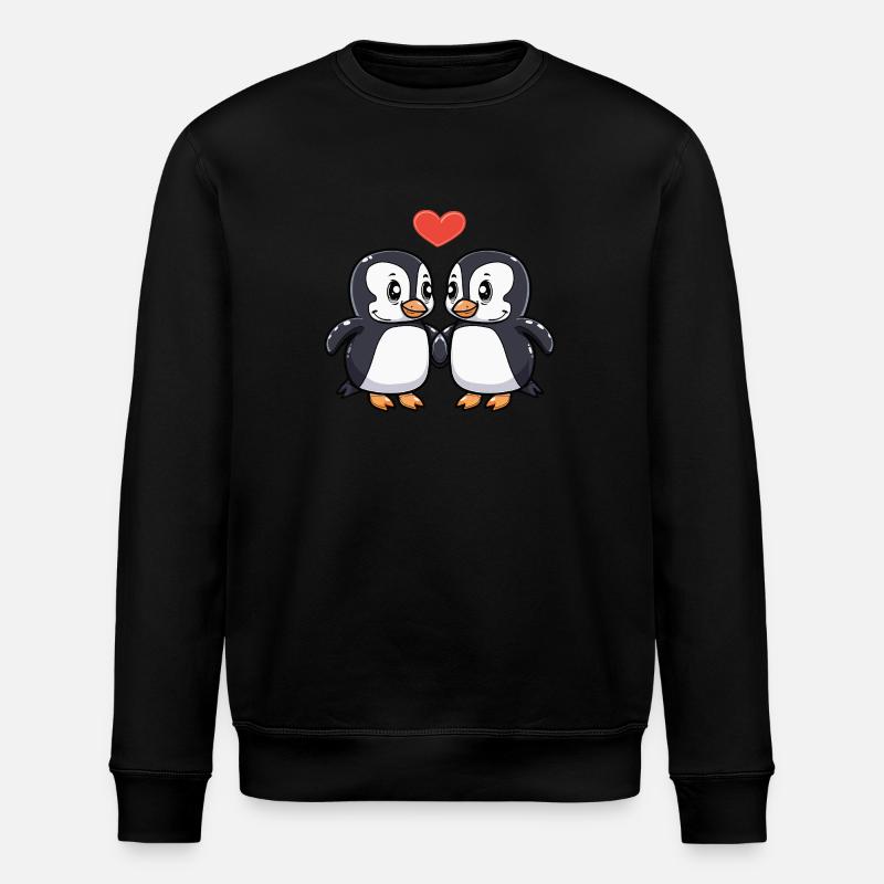 Pinguin Paar Herz - Stanley/Stella Unisex Bio-Sweatshirt ROLLER - Schwarz