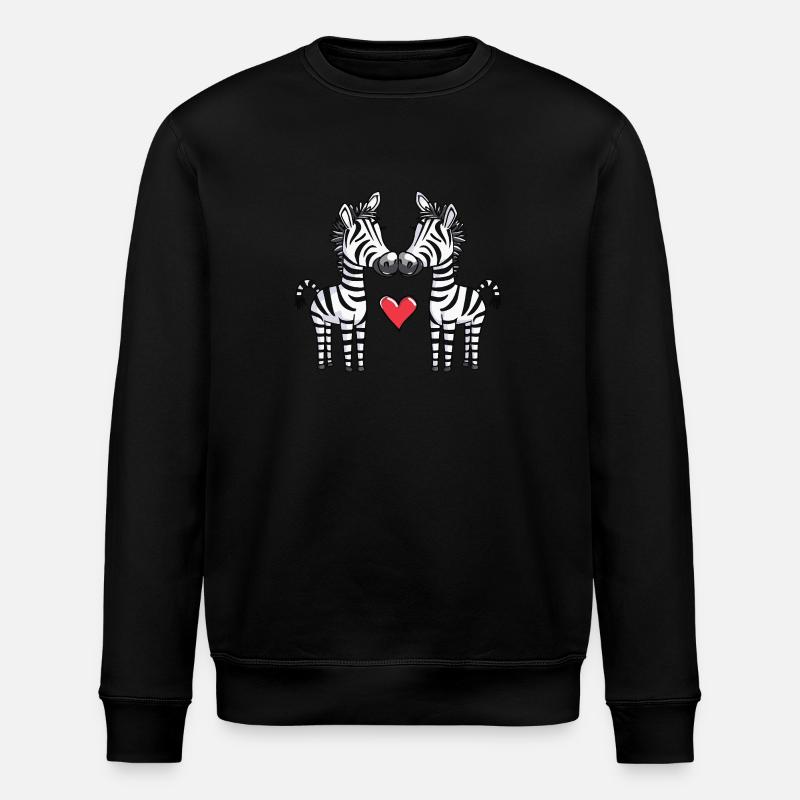 Zebra Paar Herz - Stanley/Stella Unisex Bio-Sweatshirt ROLLER - Schwarz