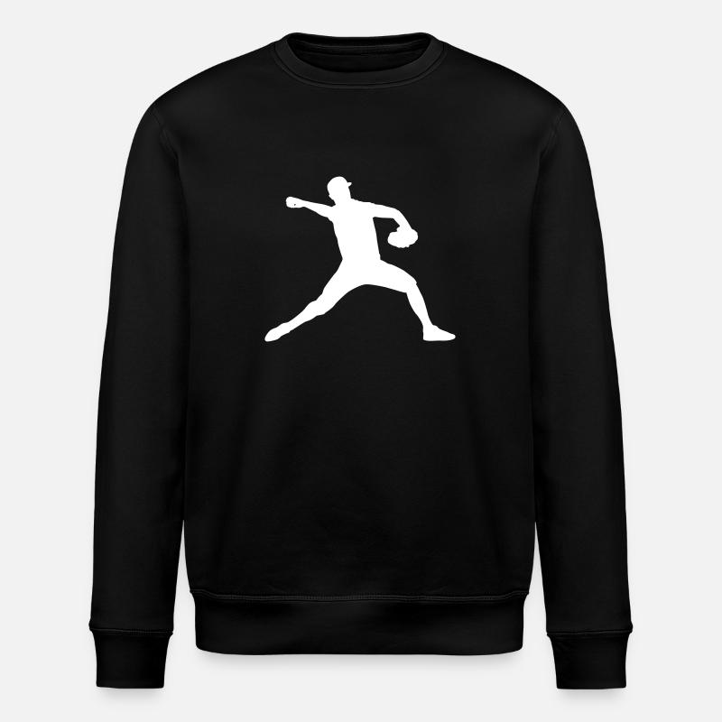 Baseball Batting Ball Pitcher Gift - Stanley/Stella ROLLER Unisex Organic Sweatshirt - black