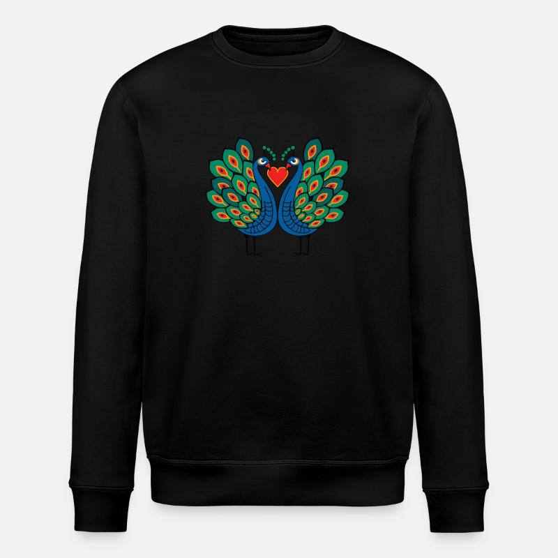 Couple d’oiseau paon e Saint-Valentin - Sweat bio ROLLER Stanley/Stella Unisexe - noir