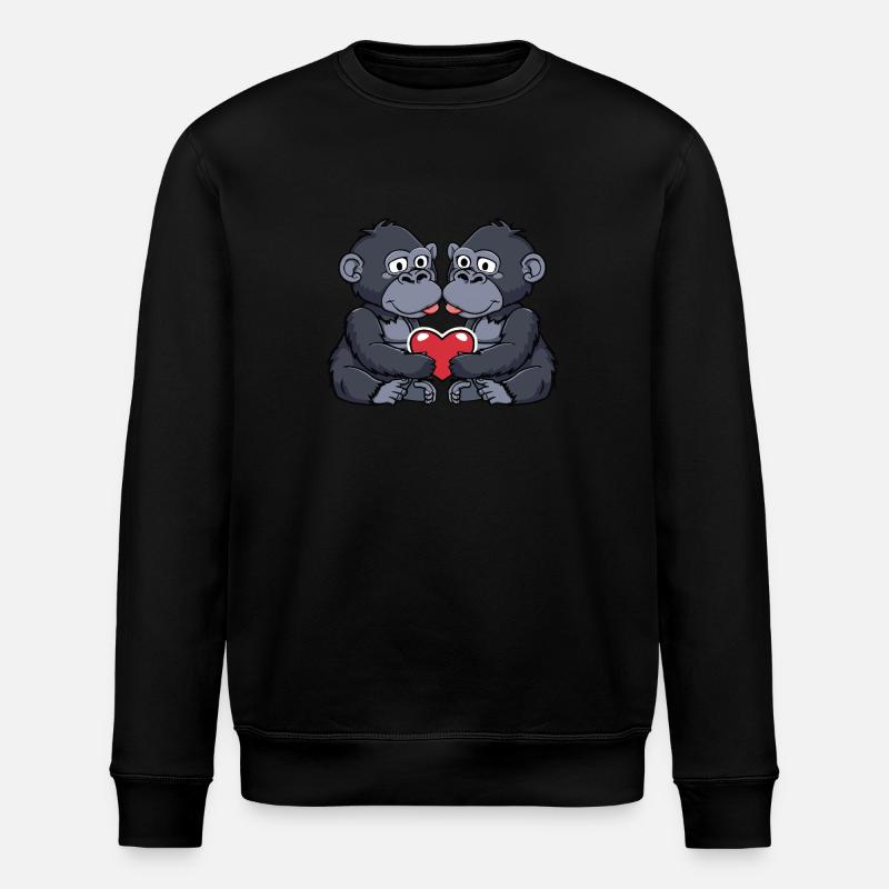 Gorilla Couple Heart - Stanley/Stella ROLLER Unisex Organic Sweatshirt - black