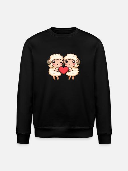 Schaf Paar Herz - Stanley/Stella Unisex Bio-Sweatshirt ROLLER - Schwarz