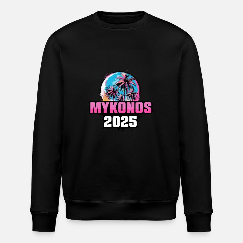 Mykonos 2025 Palmiers - Sweat bio ROLLER Stanley/Stella Unisexe - noir