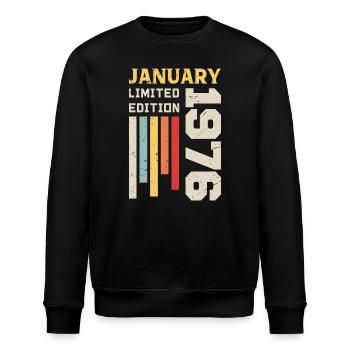 Januar 1976 - Januar 1976 Geburtstagsgeschenk - Stanley/Stella Unisex Bio-Sweatshirt ROLLER - Schwarz - Vorne - Nik (191cm)