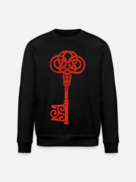 Red Celtic Key - Stanley/Stella ROLLER Unisex Organic Sweatshirt - black