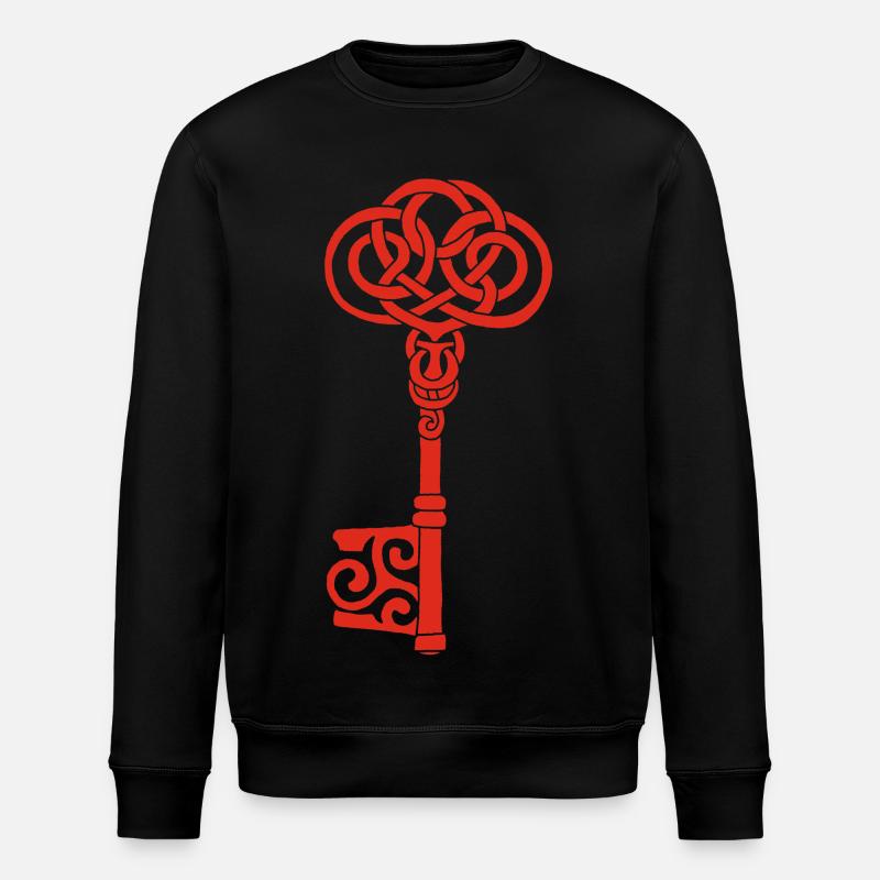 Red Celtic Key - Stanley/Stella ROLLER Unisex Organic Sweatshirt - black