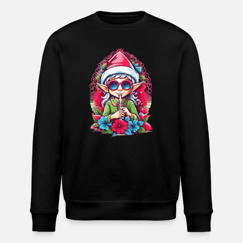 Elfe avec flûte - Sweat bio ROLLER Stanley/Stella Unisexe - noir