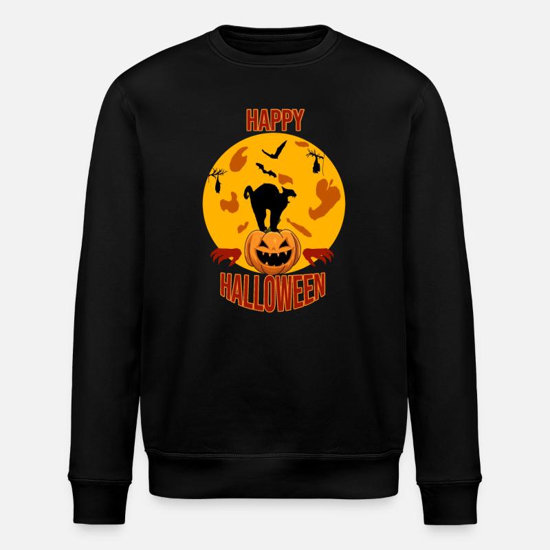 Joyeux Halloween Chat Lune Citrouille - Sweat bio ROLLER Stanley/Stella Unisexe - noir