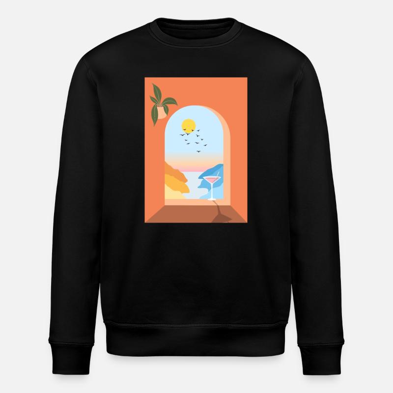 Vue de la fenêtre en vacances - Sweat bio ROLLER Stanley/Stella Unisexe - noir