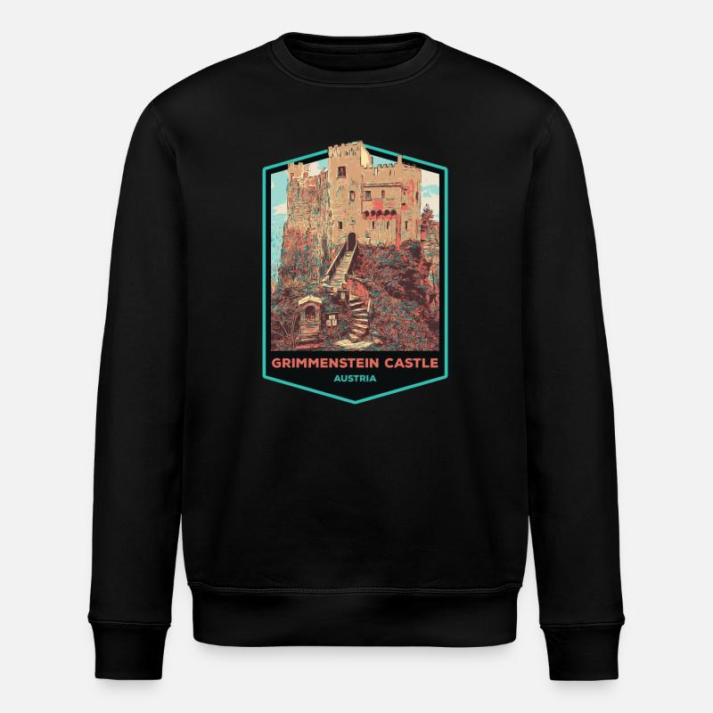 Illustration Grimmenstein Castle, Lower Austria - Stanley/Stella ROLLER Unisex Organic Sweatshirt - black